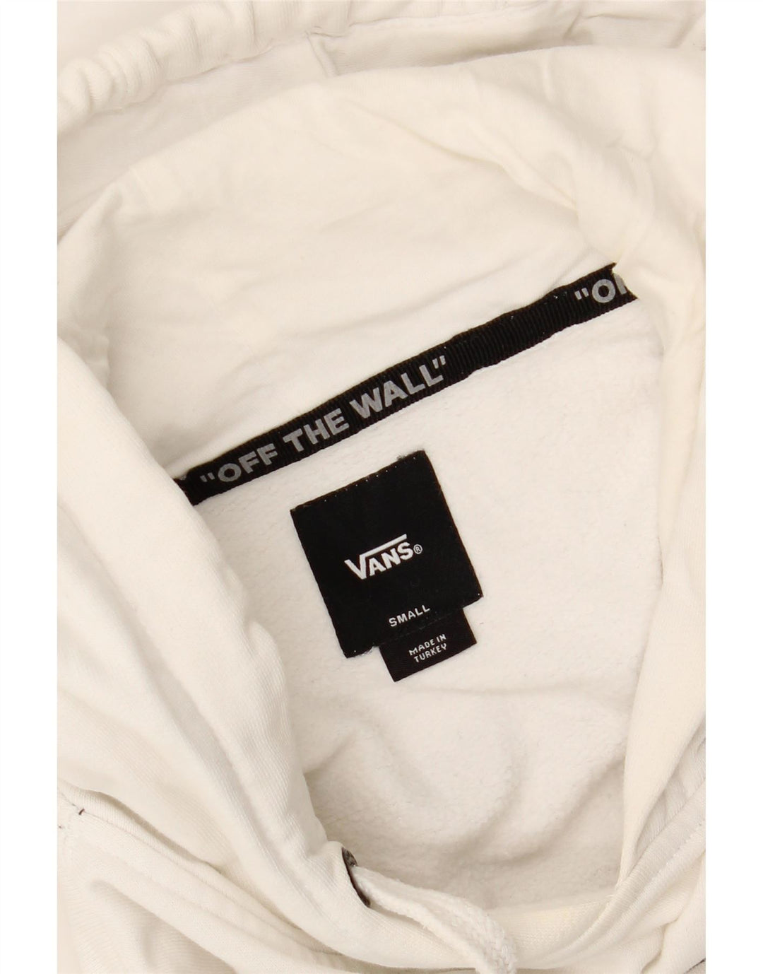 VANS Mens Graphic Hoodie Jumper Small White Cotton Vintage Vans and Second-Hand Vans from Messina Hembry 