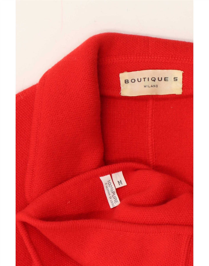 Vintage damestrikket 2-knaps blazerjakke UK 14 Medium Red Cashmere