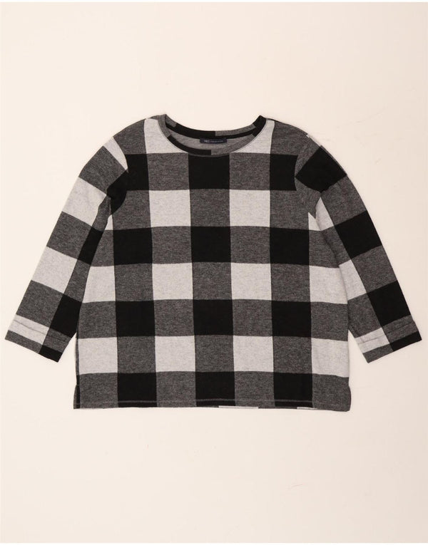 Marks & Spencer Dametop Langærmet UK 20 2XL Grå ternet polyester