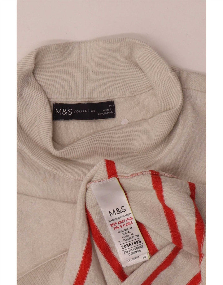 Marks & Spencer Damevest Top UK 14 Medium Beige Stribet Viscose
