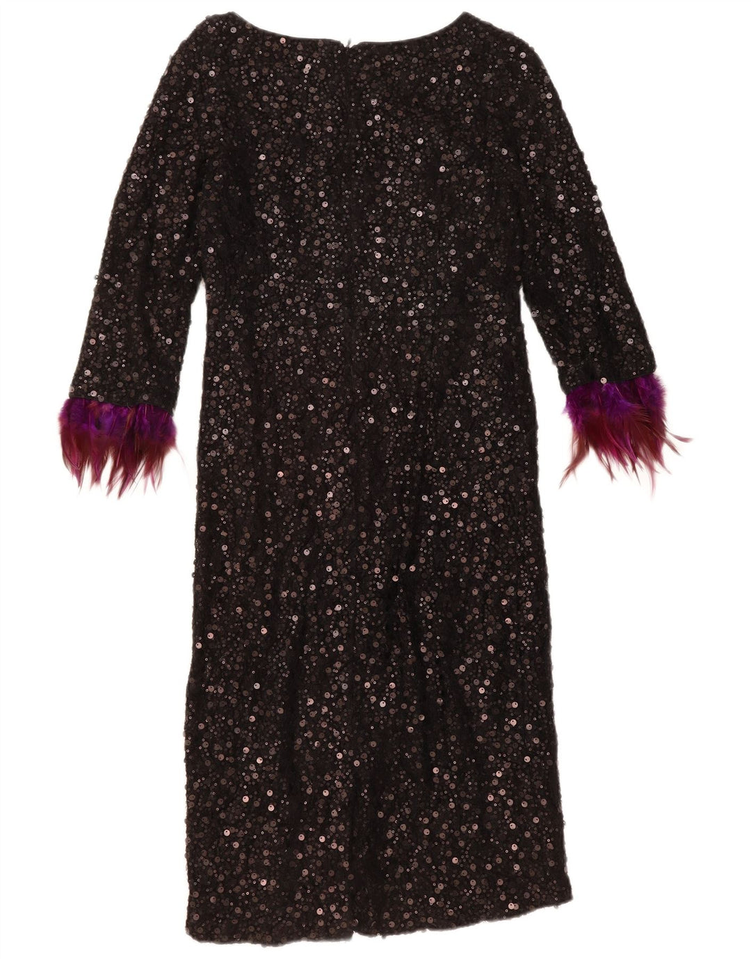 MONSOON Womens 3/4 Sleeve Sequin Shift Dress UK 12 Medium  Black Nylon