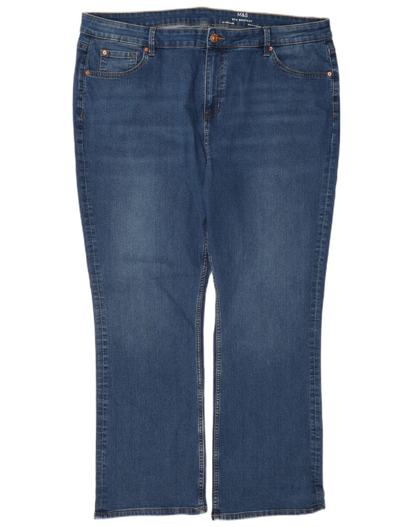 Marks & Spencer Dame Eva High Waist Bootcut Jeans UK 22 3XL W42 L30 Blå