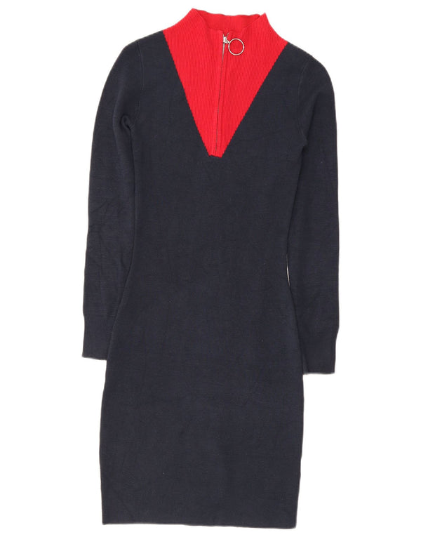 Jack Wills Dame Jumper Kjole med lynlås i DK 6 XS Navy Blue Colourblock