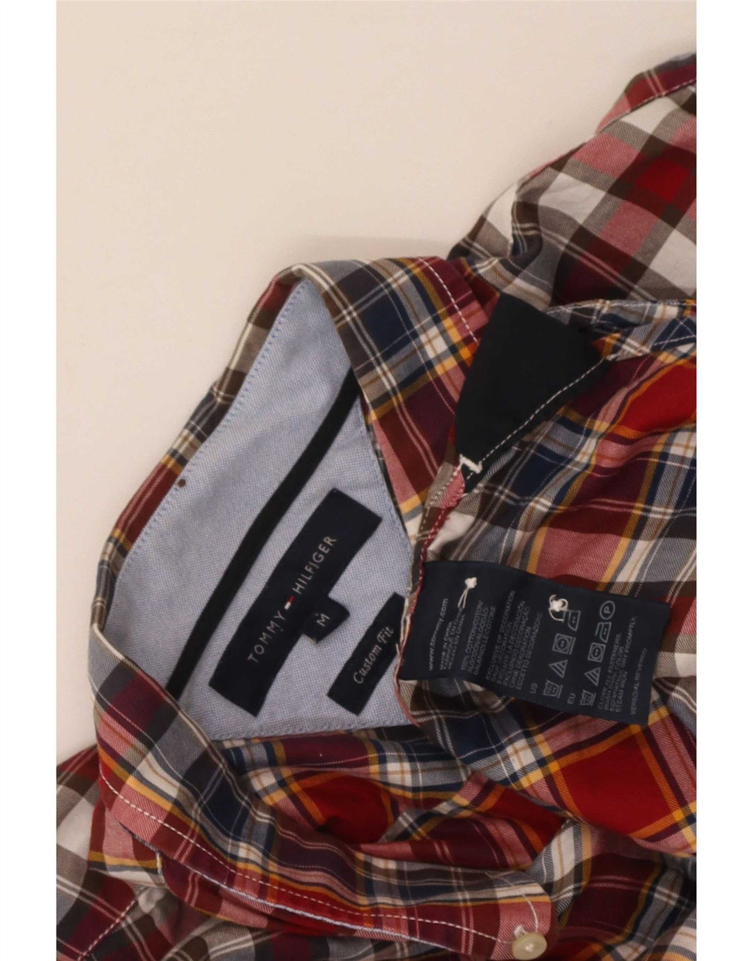 Tommy Hilfiger Herre Custom Fit skjorte Medium rød ternet bomuld