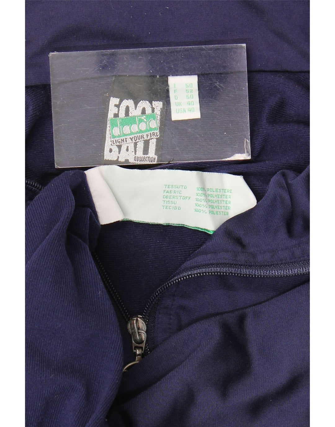 Diadora Herre grafisk træningsdragt Topjakke UK 40 Medium Navy Blue Polyester