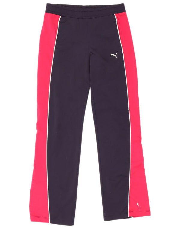 Puma piger vidde ben træningsdragt bukser 11-12 år Navy Blue Colourblock