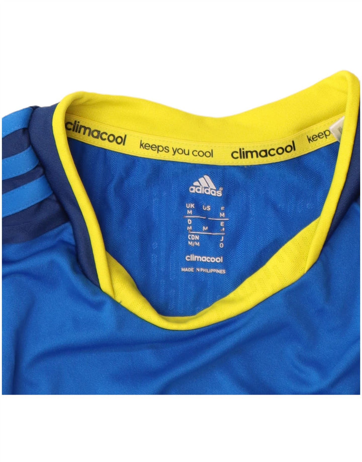 Adidas Herre Climacool T-Shirt Top Medium Blue Colourblock Polyester
