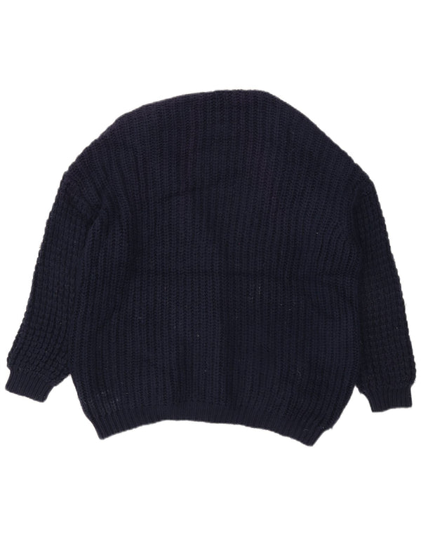 Topshop Womens Oversized Cardigan Sweater UK 10 Small Navy Blue Acrylic