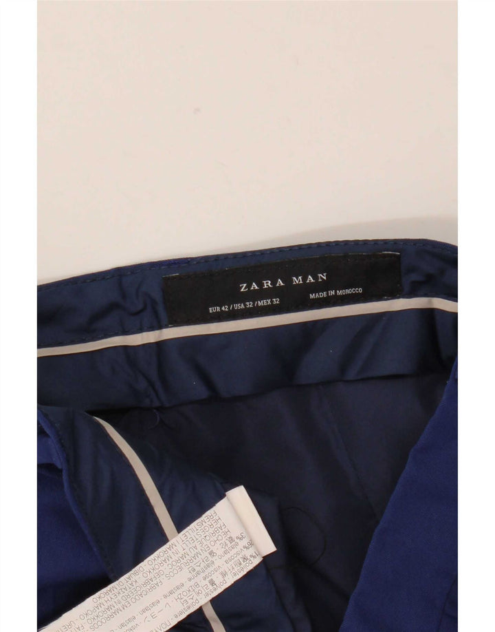 Zara Herre Slim Chino Bukser EU 42 Large W32 L30 Blå Polyester