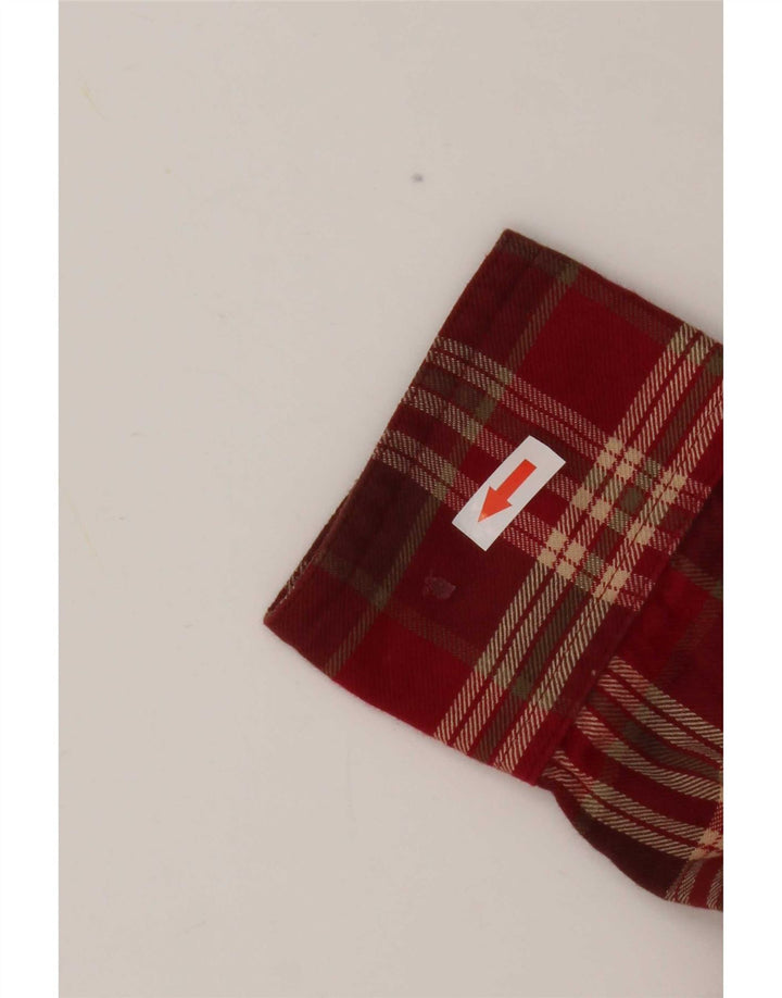 Timberland Dame Flanelskjorte UK 14 Medium Rød Plaid Bomuld