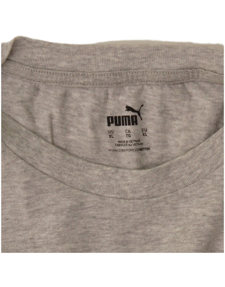 Puma Herre Grafisk T-Shirt Top XL Grå Flecked