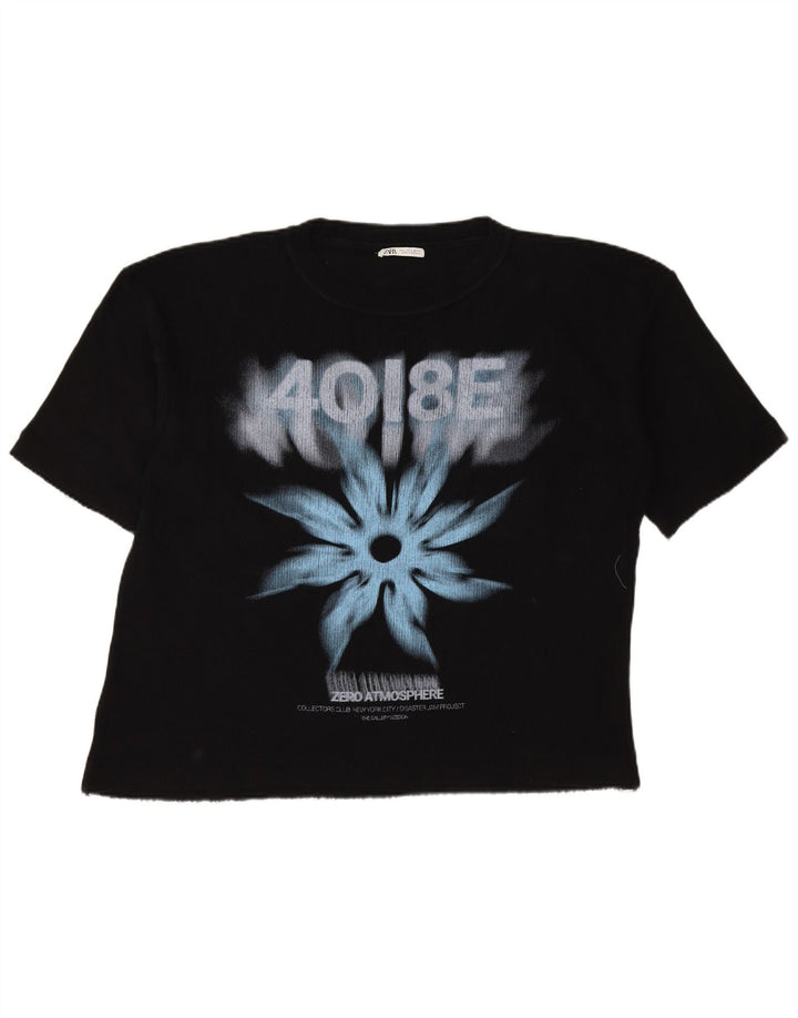 Zara Herre Grafisk T-Shirt Top Stor Sort