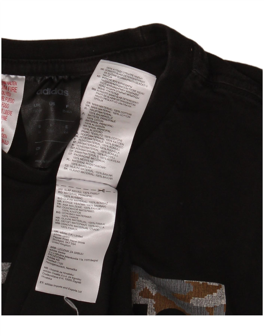 ADIDAS drenge grafisk t-shirt top 13-14 år sort bomuld