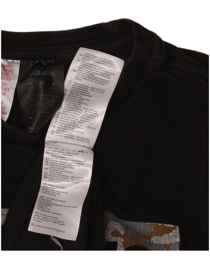 ADIDAS drenge grafisk t-shirt top 13-14 år sort bomuld