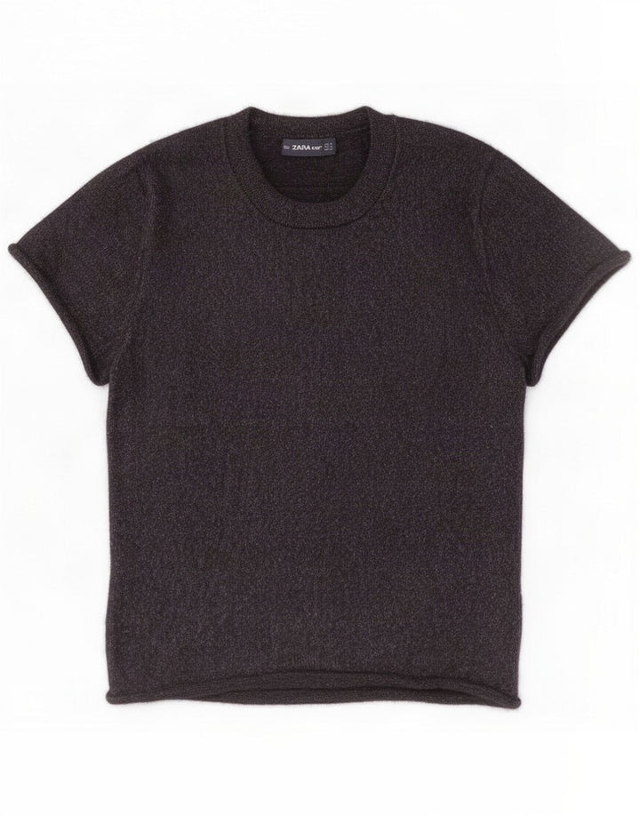 Zara Damebluse Top UK 12 Medium Sort Flecked Nylon
