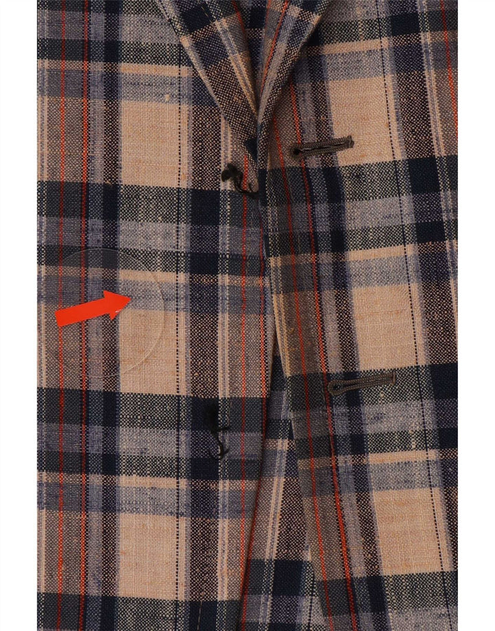 Vintage åben blazerjakke til mænd IT 46 Small Multicolored Check