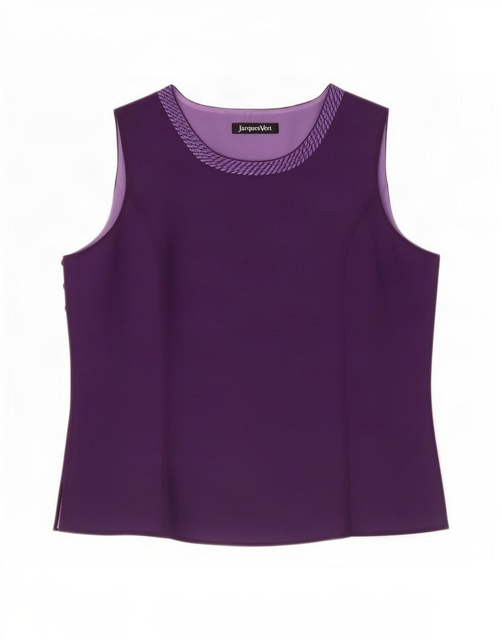 Jacques Vert Dame ærmeløs bluse Top UK 16 Stor lilla polyester