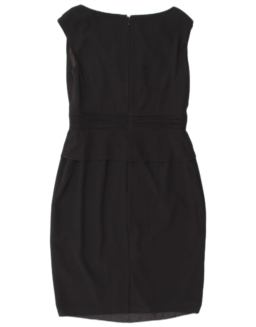 JACQUES VERT Dame Ærmeløs Peplum Kjole UK 12 Medium Sort Polyester