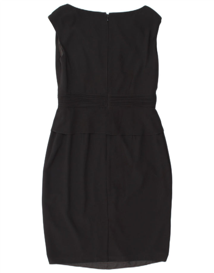 JACQUES VERT Dame Ærmeløs Peplum Kjole UK 12 Medium Sort Polyester