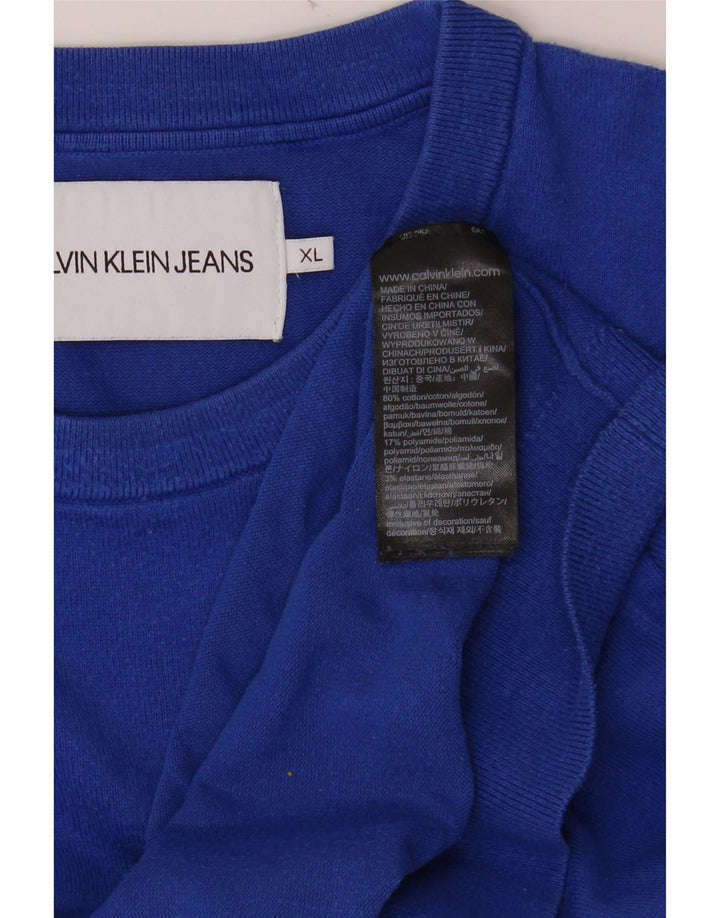 CALVIN KLEIN JEANS Herre sweater med rund hals XL blå bomuld