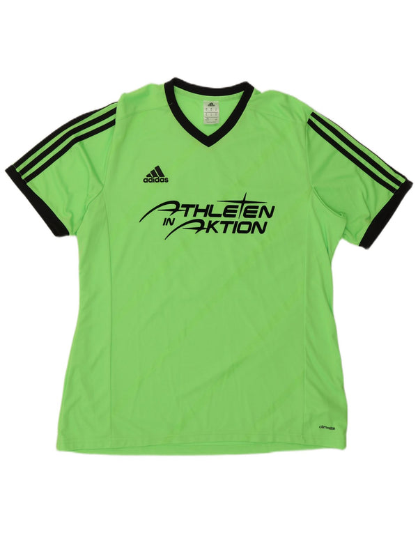 Adidas Herre Climalite Graphic T-Shirt Top XL Grøn Colourblock Polyester