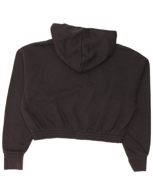 Nike Womens Crop Graphic Hoodie Jumper UK 14 Medium Black Bomuld