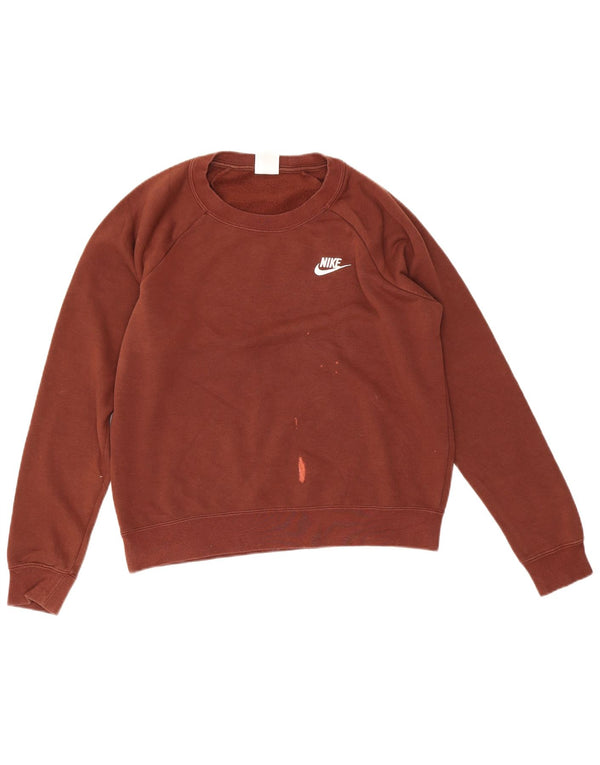 Nike Dame Oversized Sweatshirt Jumper UK 10 Lille brun bomuld
