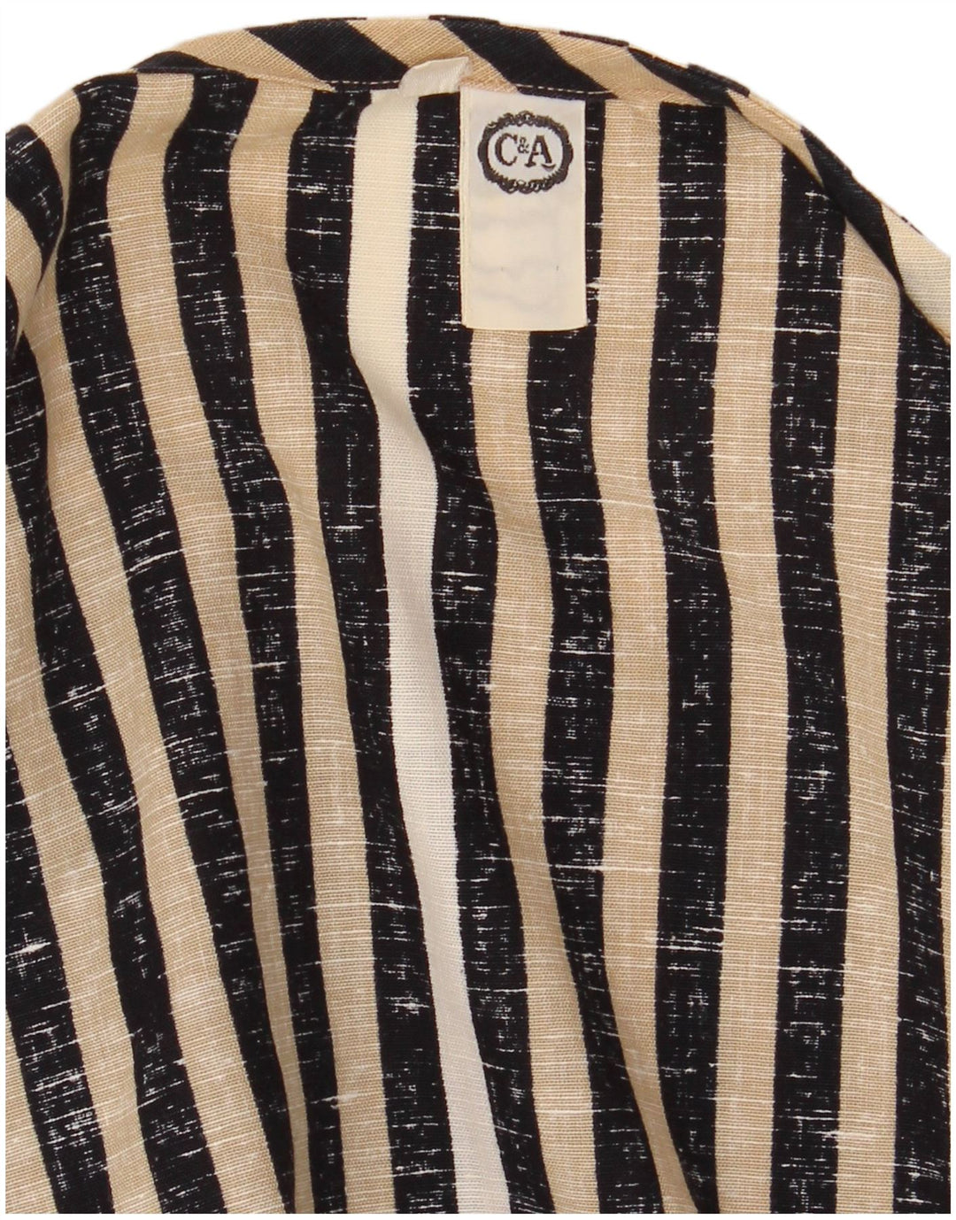 C & A Womens Crop Bluse Top EU 42 Stor sort stribet bomuld