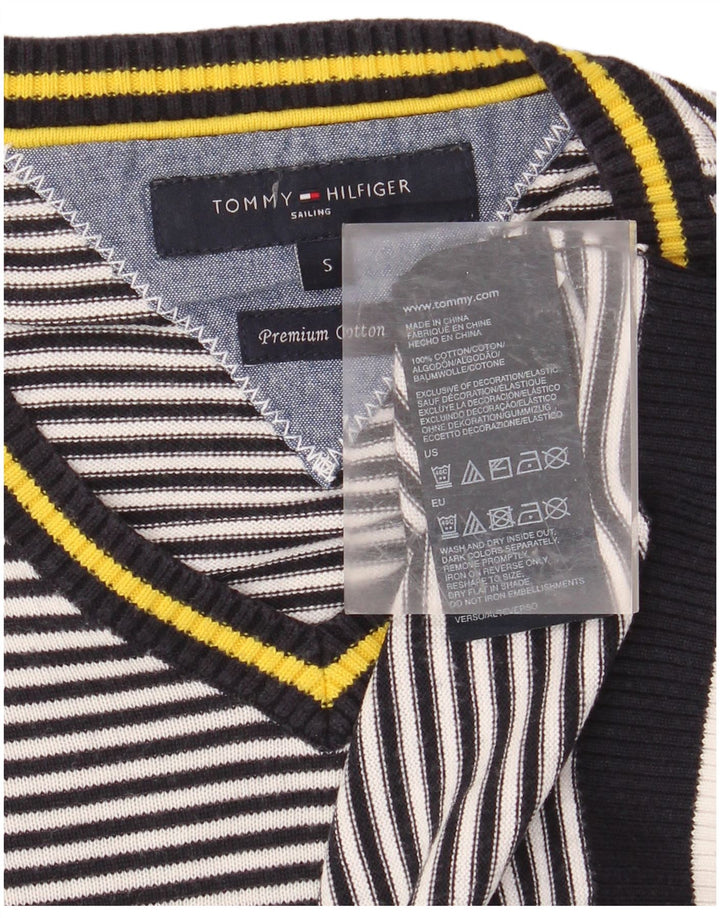 TOMMY HILFIGER Herre V-hals sweater Lille marineblå stribet bomuld
