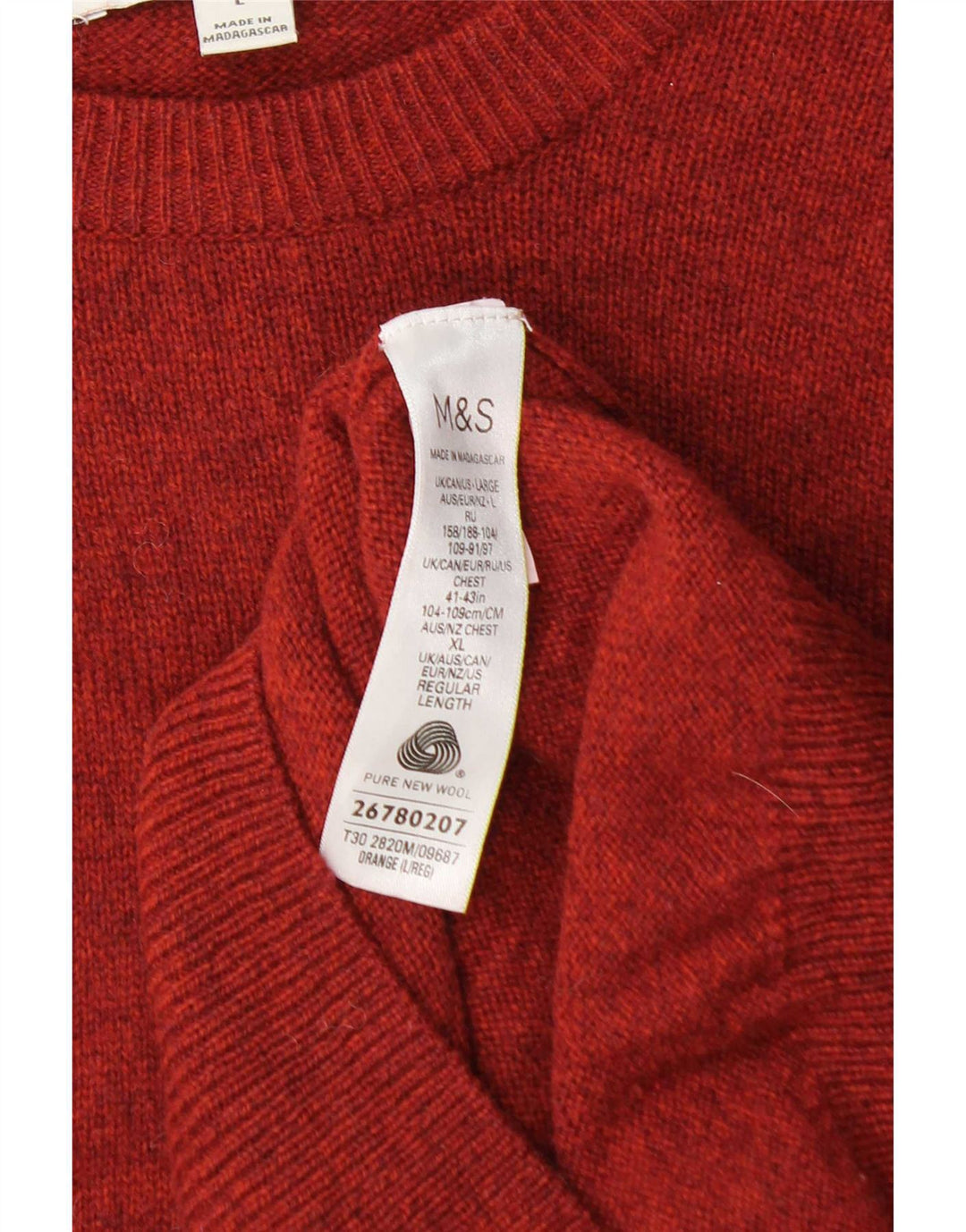 Marks & Spencer Herre Boat Neck Jumper Sweater Stor Orange Uld