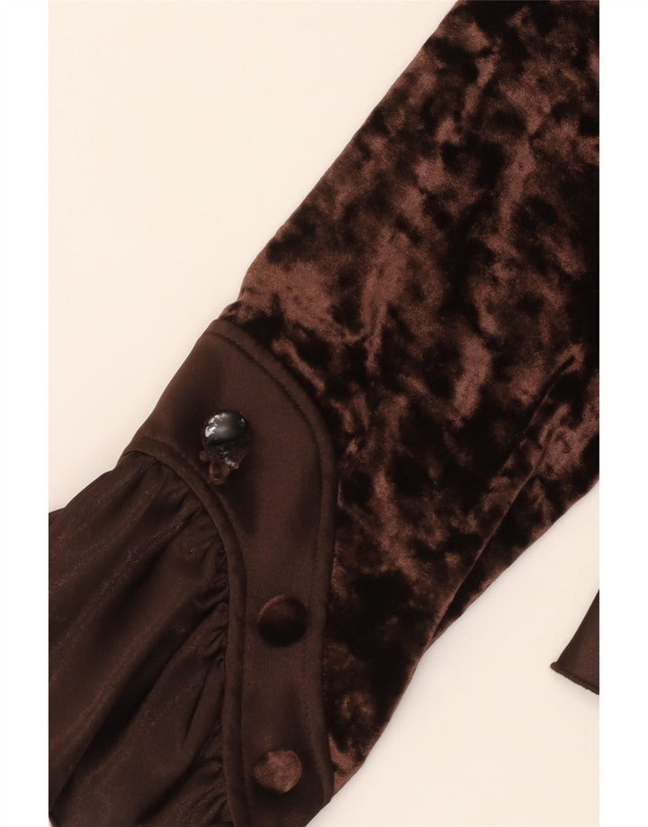 JOSEPH RIBKOFF Dame Velour Skjorte Bluse UK 16 Stor Brun Polyester