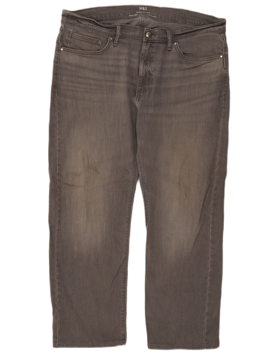 Marks & Spencer Herre Mid Rise Straight Jeans W38 L26 Grå Bomuld