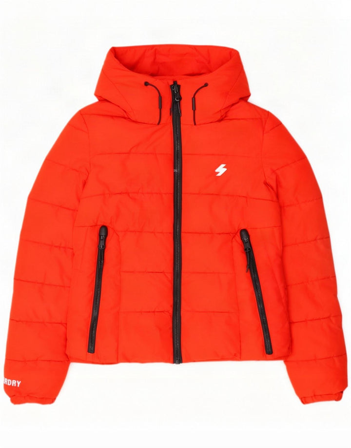 Superdry, polstret hættejakke til kvinder UK 6 XS Rød Polyester