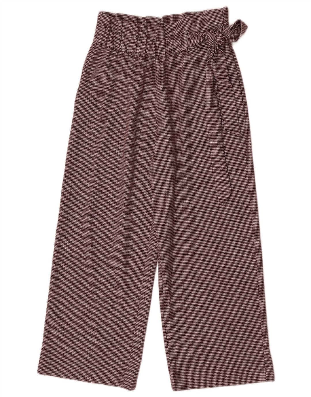 Zara Dame Højtalje Capri Bukser Small W26 L23 brun ternet polyester