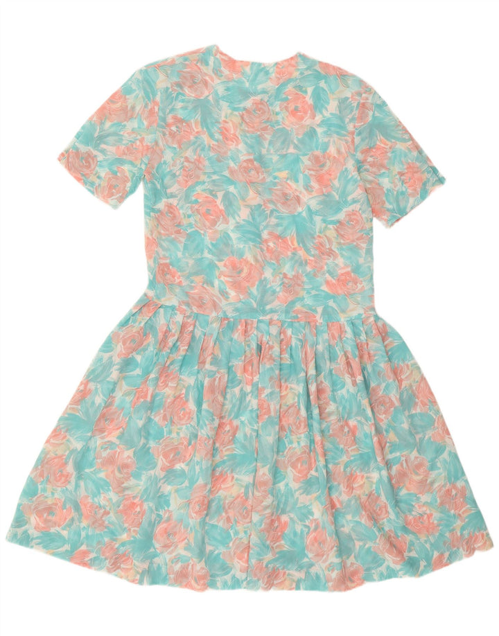 Eastex Womens Swing Dress UK 12 Medium Turkis Floral Polyester