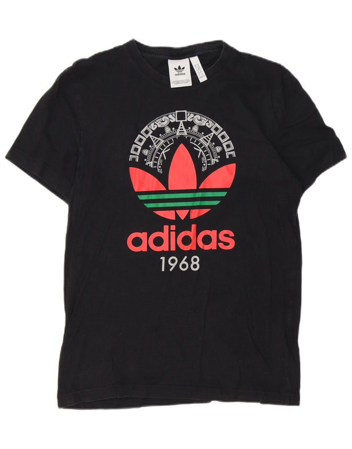 ADIDAS Mens Graphic T-Shirt Top Medium Black Cotton