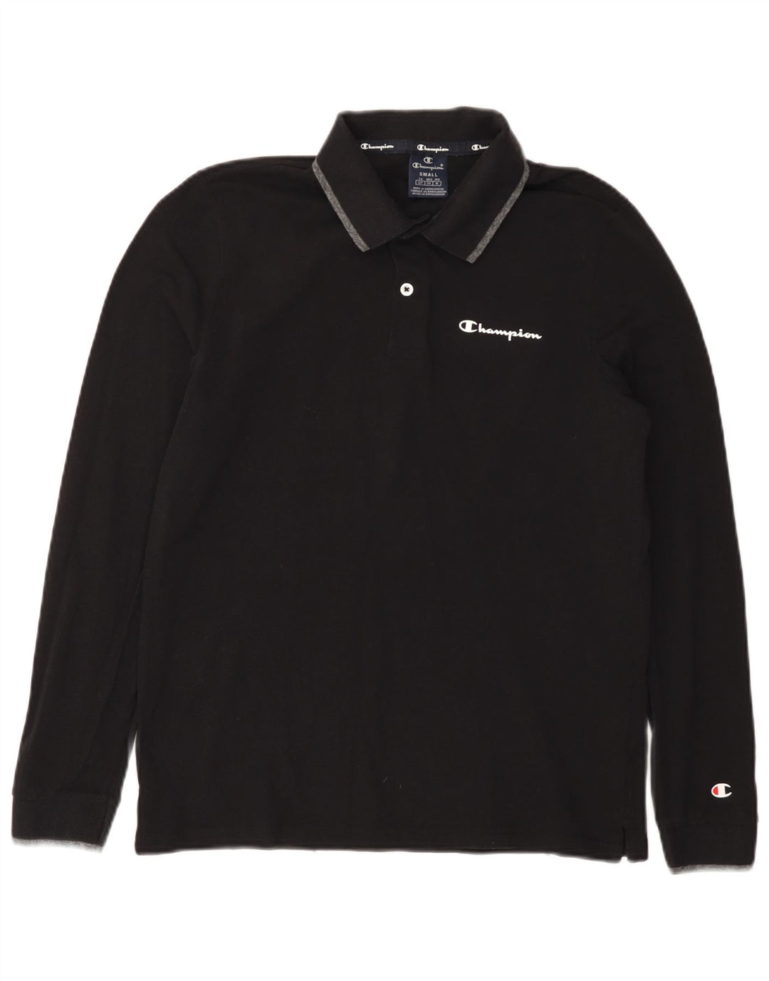 CHAMPION Langærmet poloshirt til mænd Lille sort bomuld