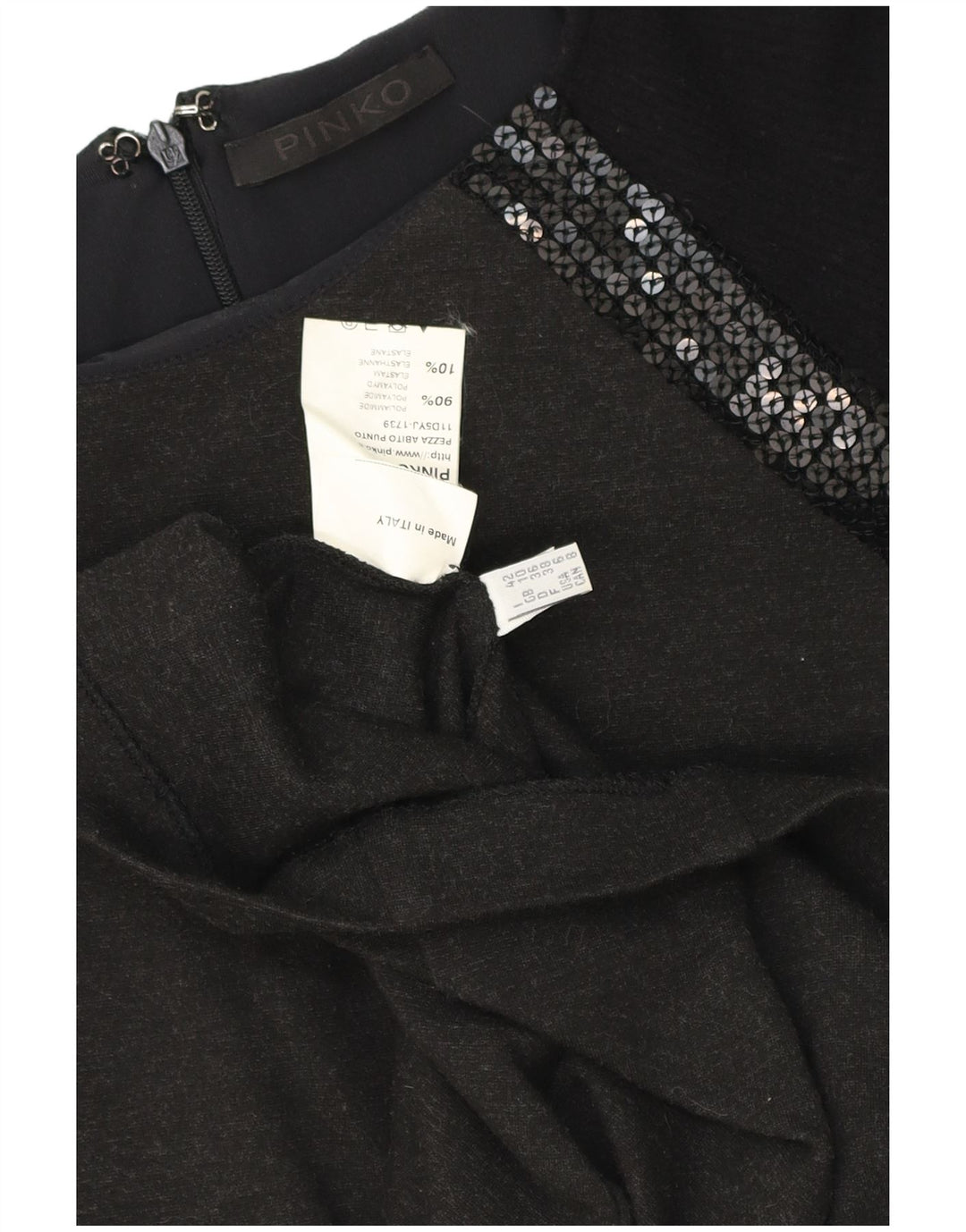 Pinko Dame Langærmet Bodycon Kjole UK 10 Lille Grå Polyester