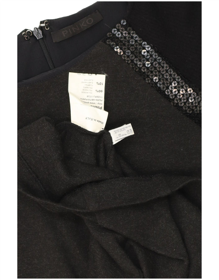 Pinko Dame Langærmet Bodycon Kjole UK 10 Lille Grå Polyester