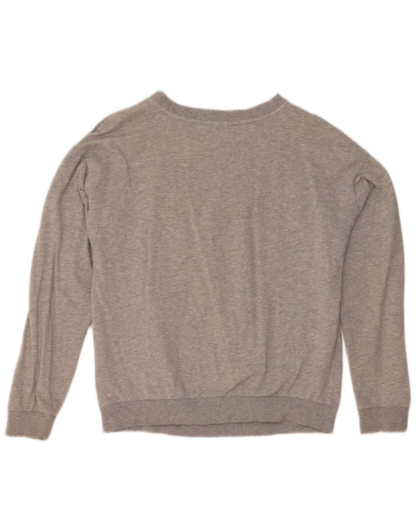 Adidas Dame Grafisk Oversized Sweatshirt Jumper UK 8 Lille Grå Bomuld