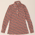 GIORDANO Womens Abstract Pattern Pullover Shirt UK 8 Small Red Vintage Giordano and Second-Hand Giordano from Messina Hembry 