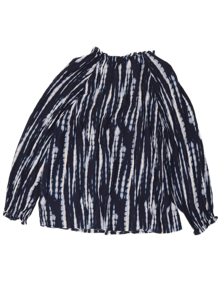 Monsoon kvinders abstrakt mønster bluse Top UK 14 Stor marineblå viskose