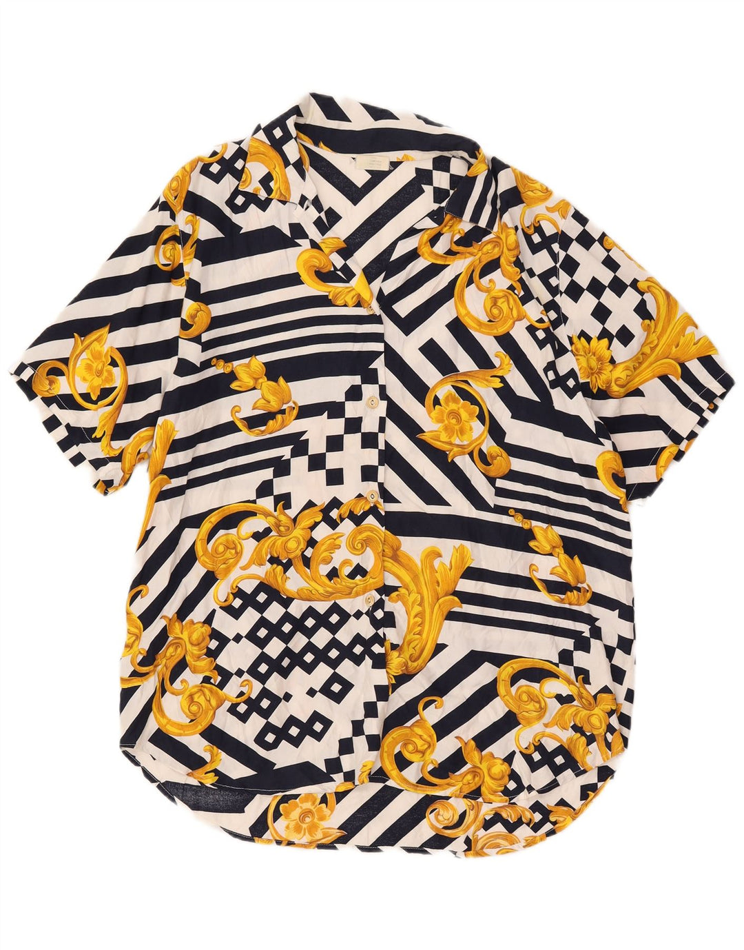 Fancy helt kvinders abstrakt mønster skjortebluse UK 20 2XL Flerfarvet