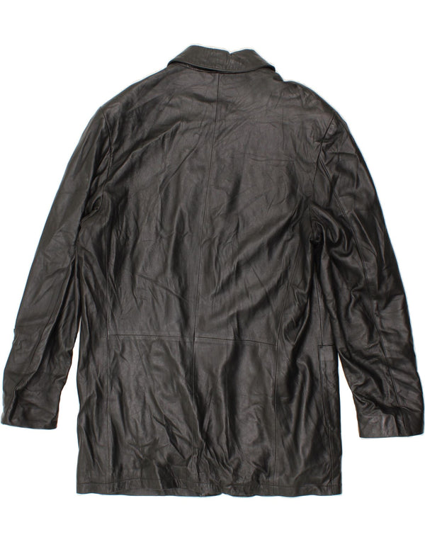 VINTAGE Mens Leather Coat IT 56 3XL Black Leather