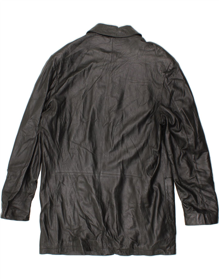 VINTAGE Herre Læderfrakke IT 56 3XL Sort Læder
