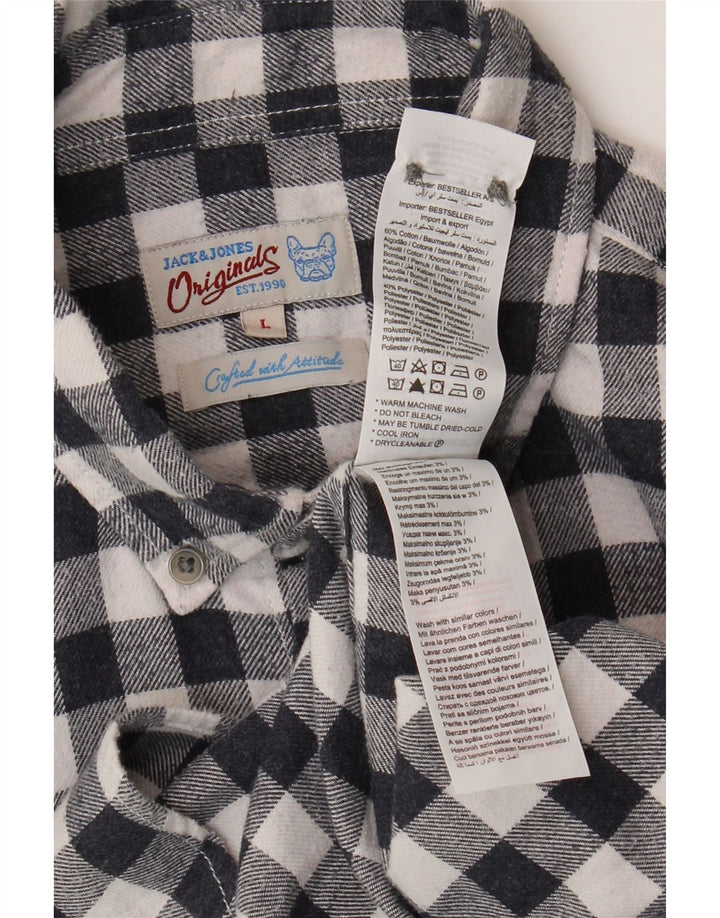 Jack & Jones Herre Flanelskjorte Stor marineblå Gingham Bomuld