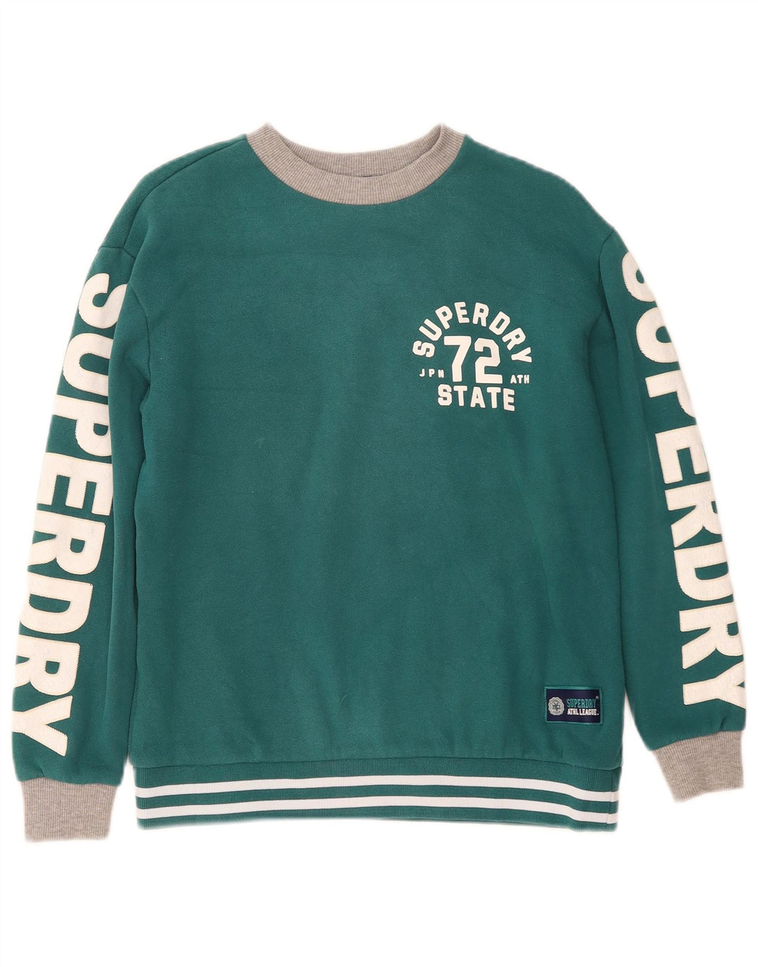 Superdry Graphic Sweatshirt Jumper UK 10 Small Green Colourblock