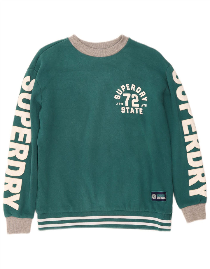 Superdry Graphic Sweatshirt Jumper UK 10 Small Green Colourblock