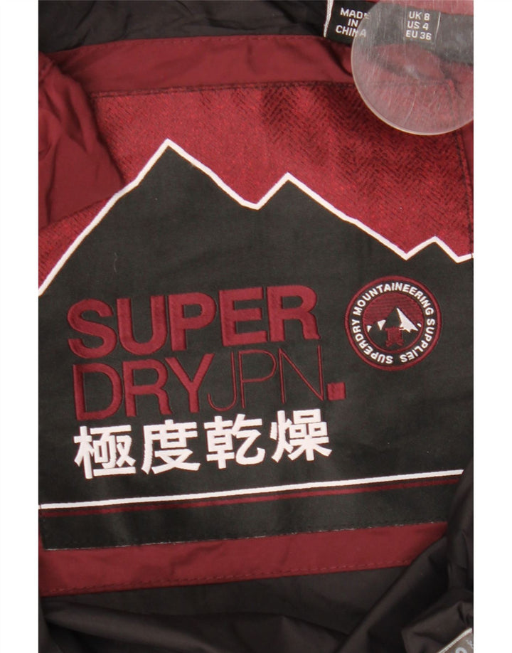 Superdry Polstret hættejakke til kvinder UK 8 Lille Bourgogne Polyester