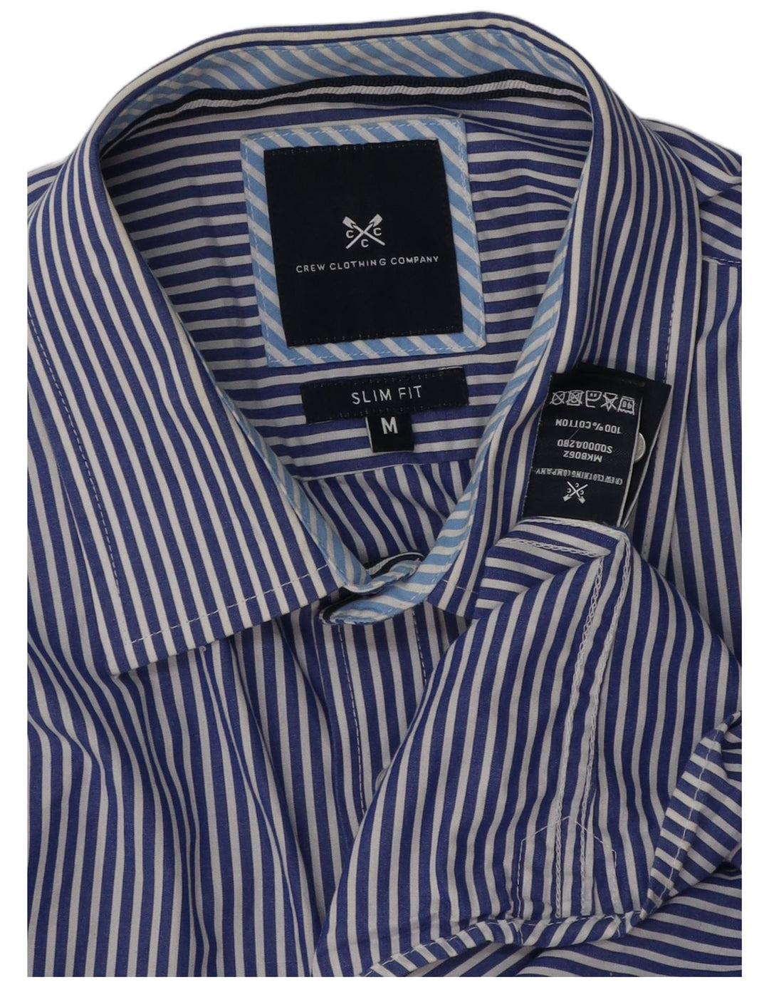 Besætningstøj Herre Slim Fit skjorte Medium Blue Nålestribet bomuld